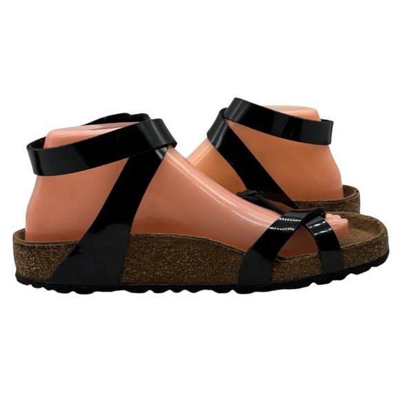 Birkenstock Yara Patent Leather Sandals Women’s Sz 38 US 7 Black Open Toe Shoes - Picture 5 of 12